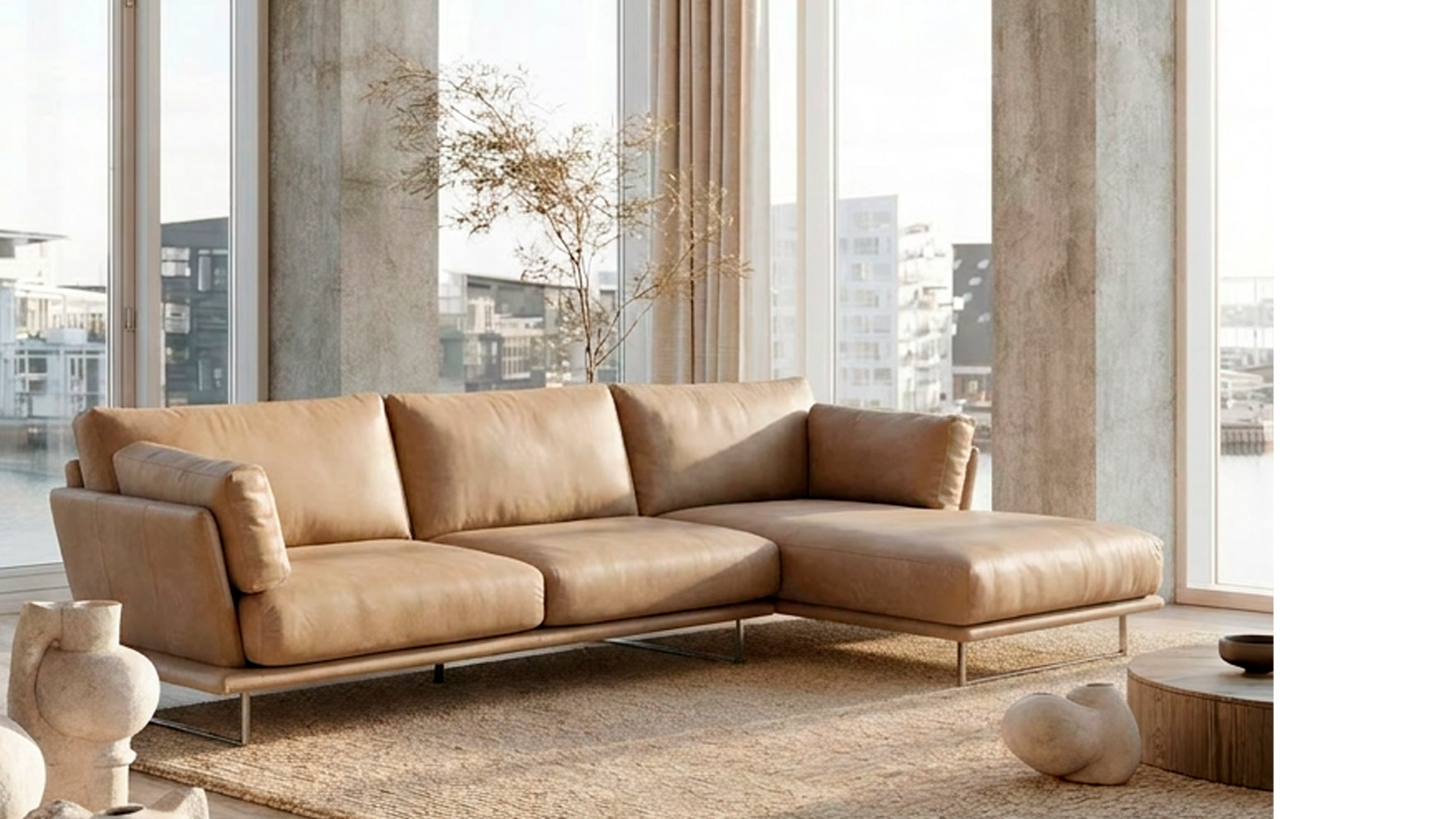 Biga 2 1/2 pers. med chaiselongue 302 x 158 Tribe fuld anilinlæder 41.980 nu 33.580